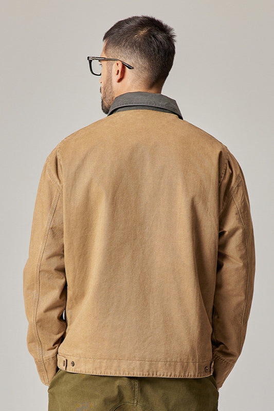 Canvas Jacke Herren klassisch robust Reißverschluss mit Taschen vielseitig