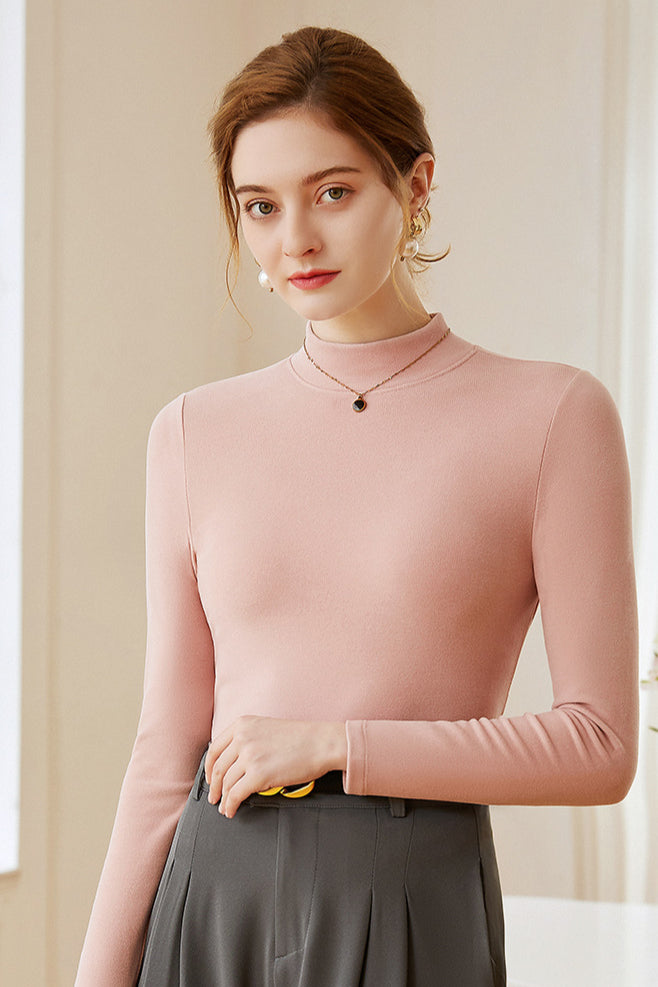 Elegant Turtleneck Velvet Long Sleeve Shirt