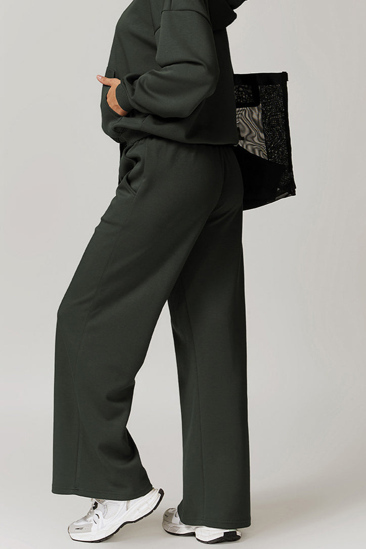 Women's Casual Wide-Leg Sweatpants in Dark Green for Everyday Comfort