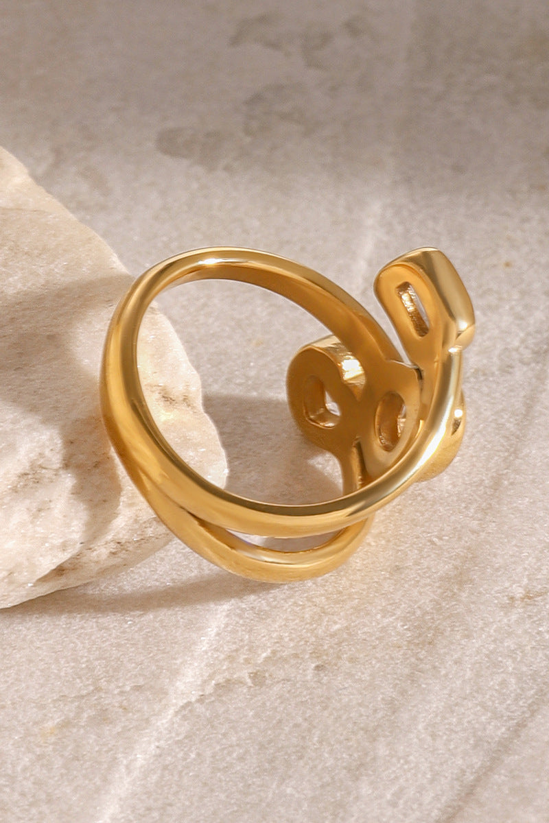 Women's Gold Ring Set with Geometric Crystal Accents