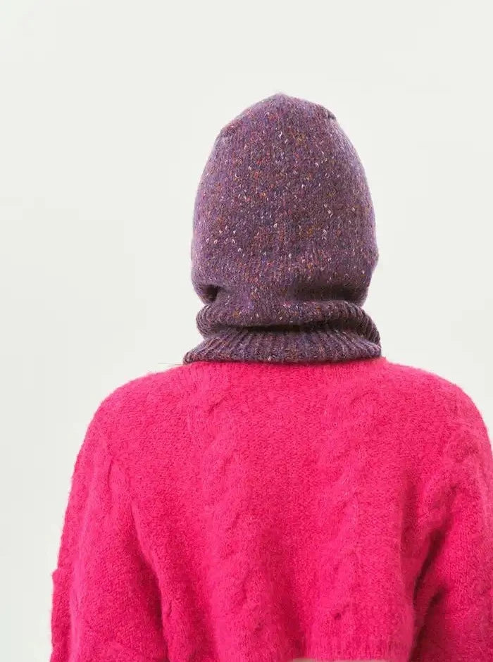 Purple Knitted Hooded Scarf