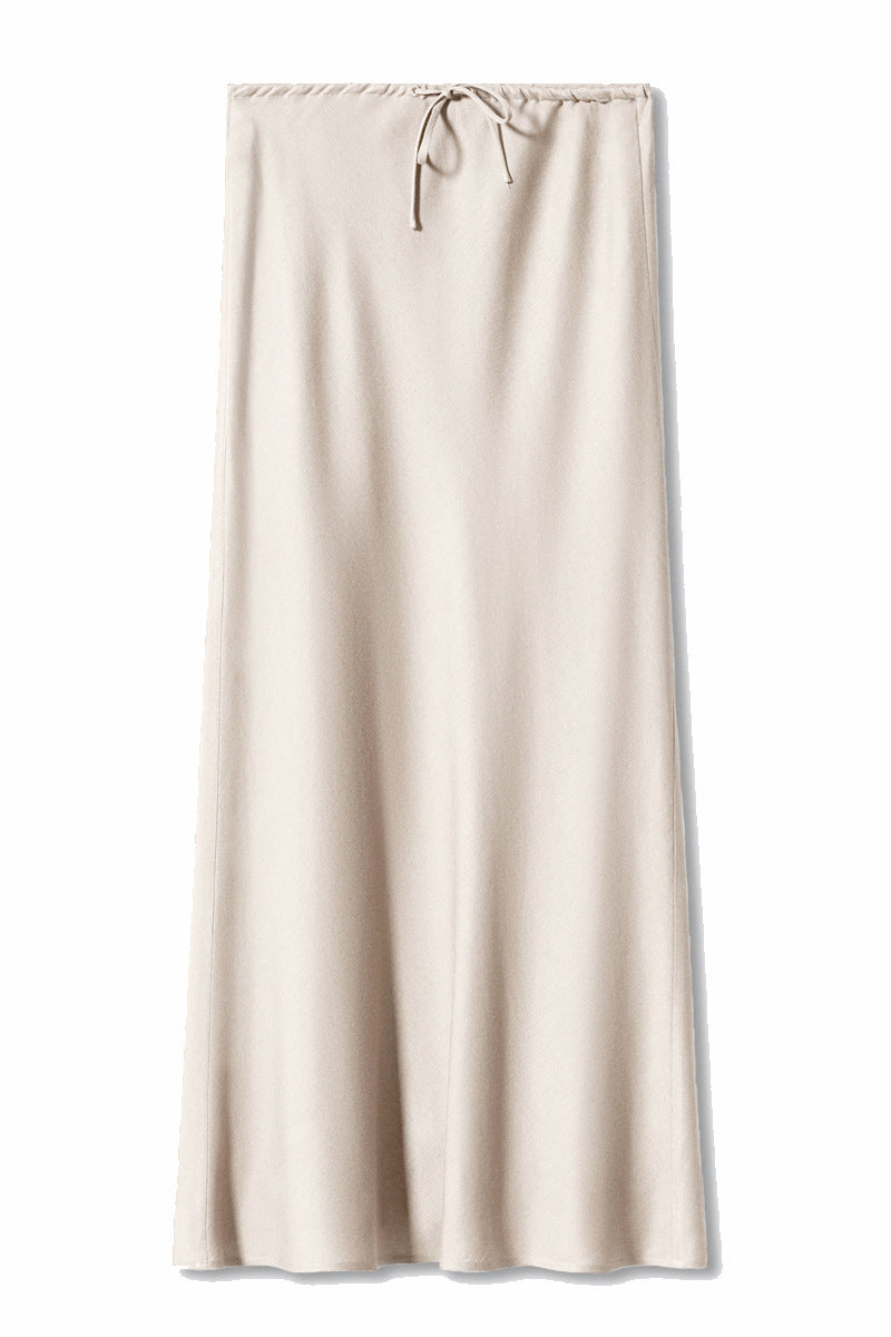 Soft Ivory Tie Waist Maxi Skirt