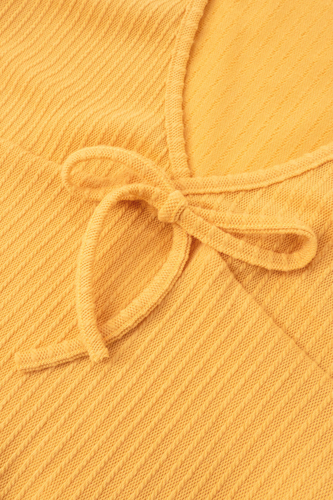 Sunny Yellow Knotted Ribbed Top