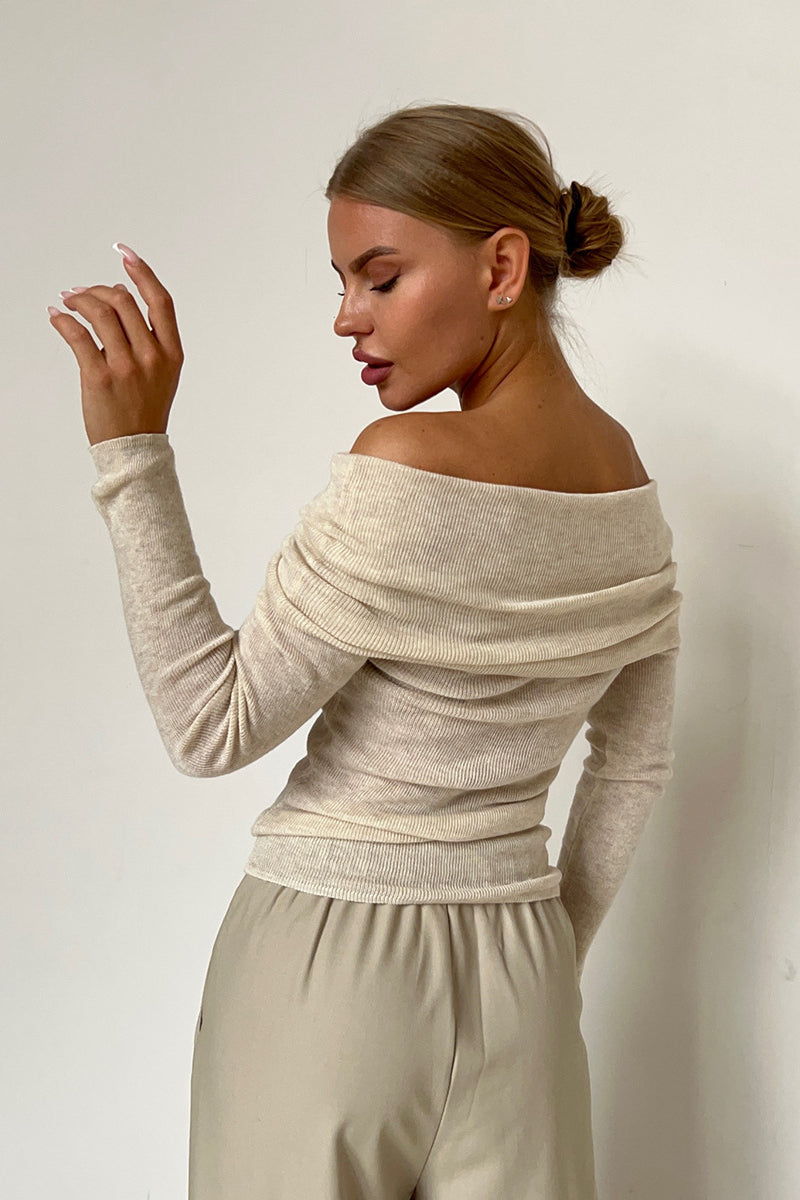 Serene Drape Off-Shoulder Sweater