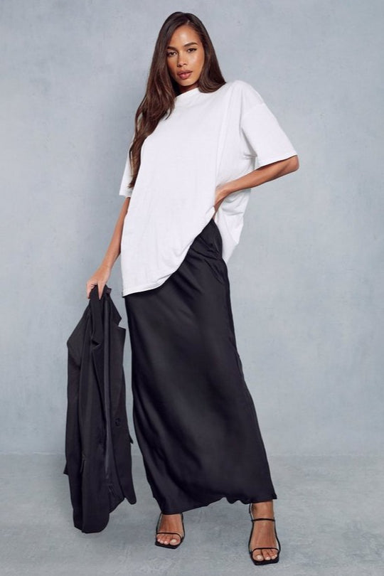 Black Tie Waist Maxi Skirt