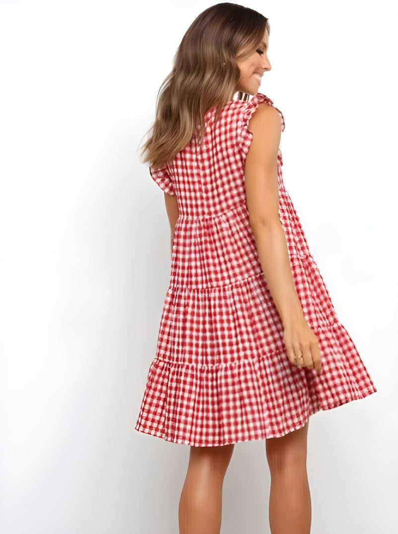 Classic Plaid Layered Sleeveless Dress