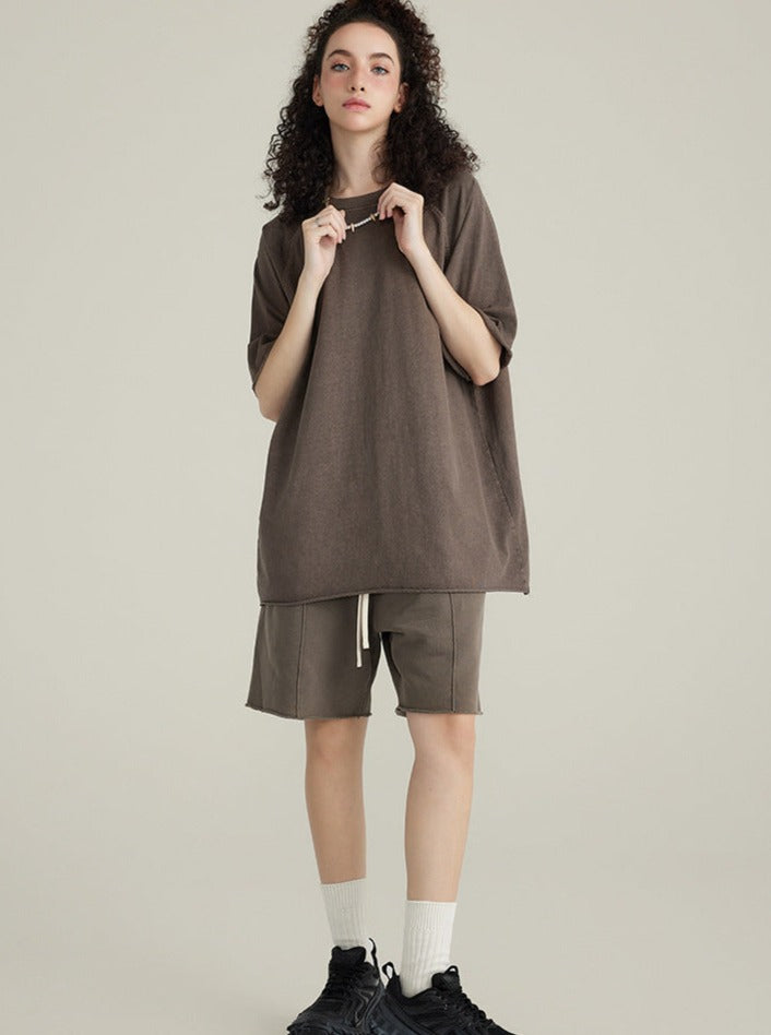 Loose Brown Basic Solid Color Casual Shirt