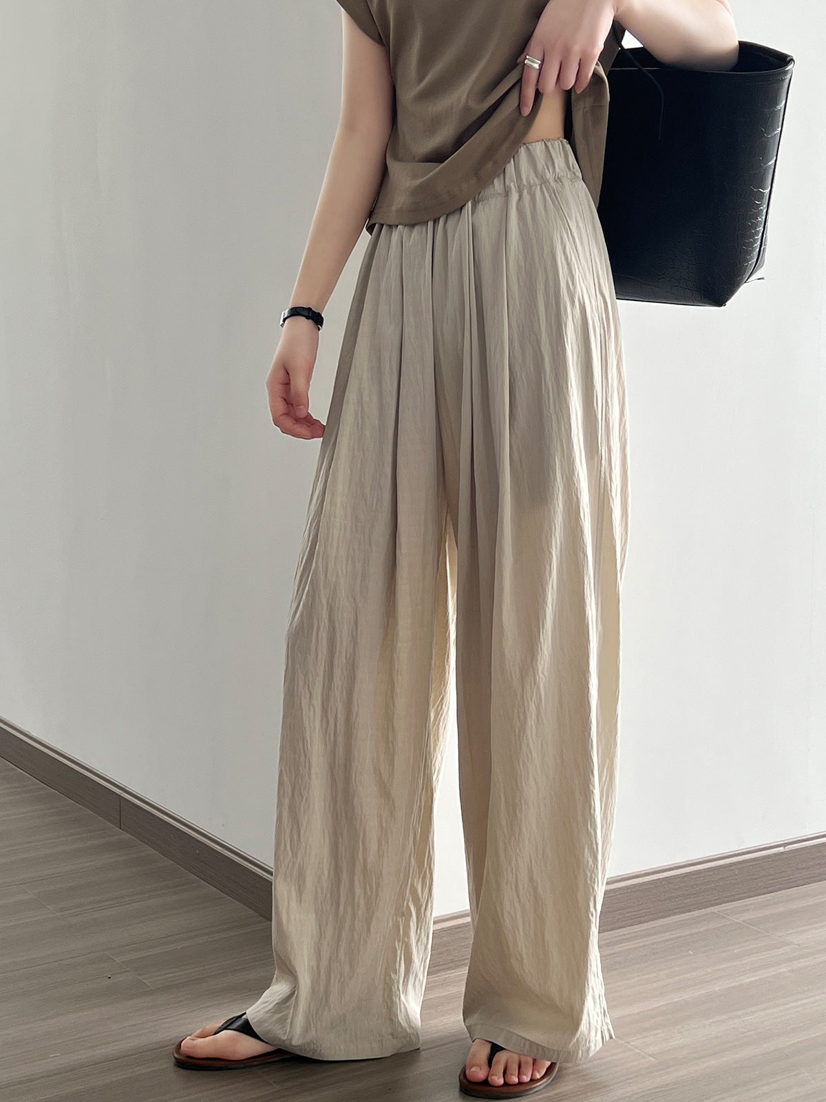 Apricot Lazy Loose Wide Leg Pants