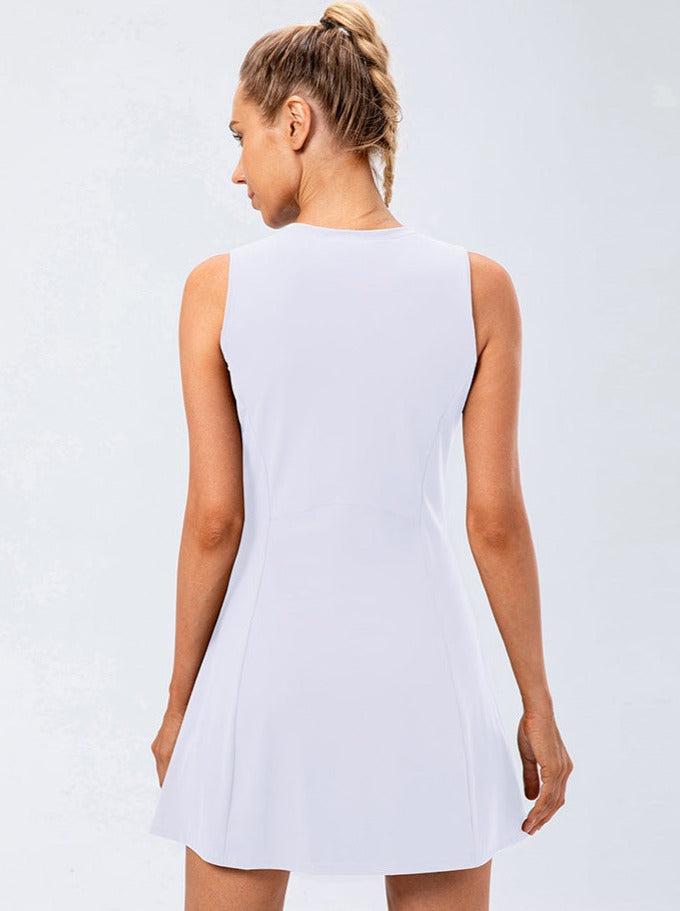 White Ladies Casual One Piece Tennis Dress