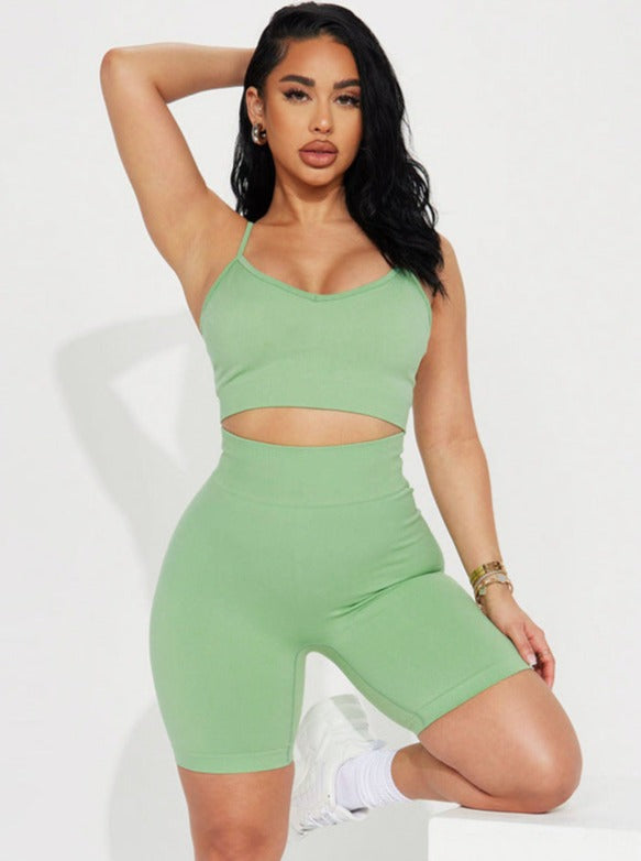 Sexy 2 Piece Crop Top and High Waist Yoga Suit