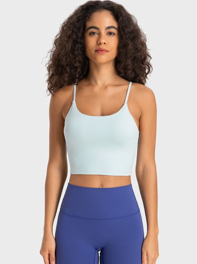 Light Blue Sleeveless Sport Yoga Crop Top