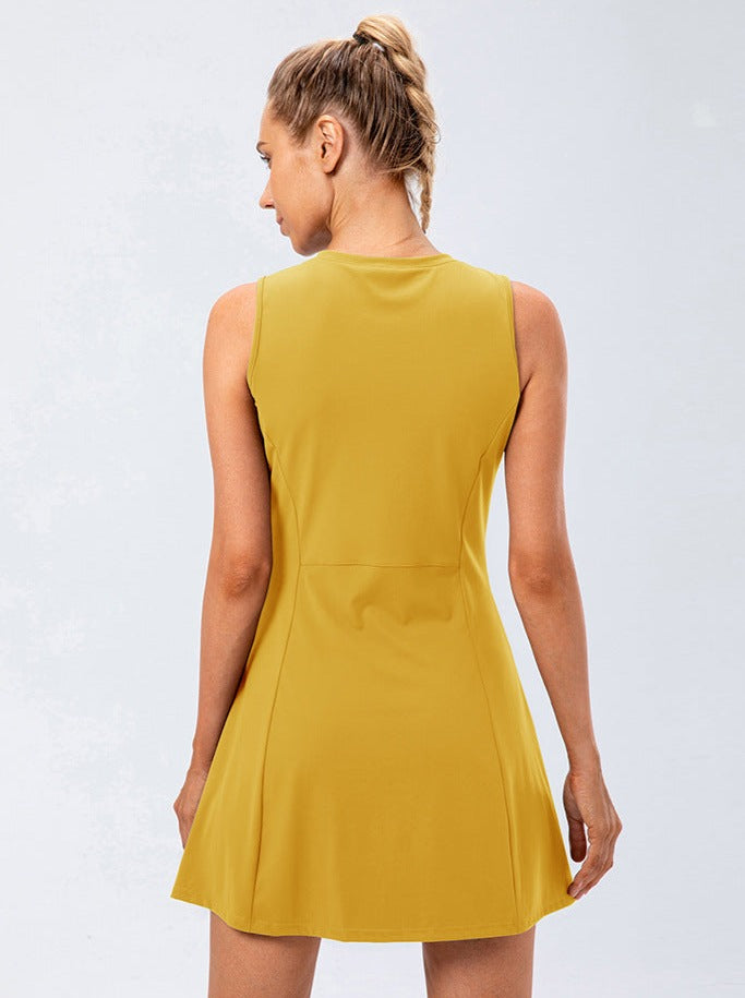 Yellow Ladies Casual One Piece Tennis Dress