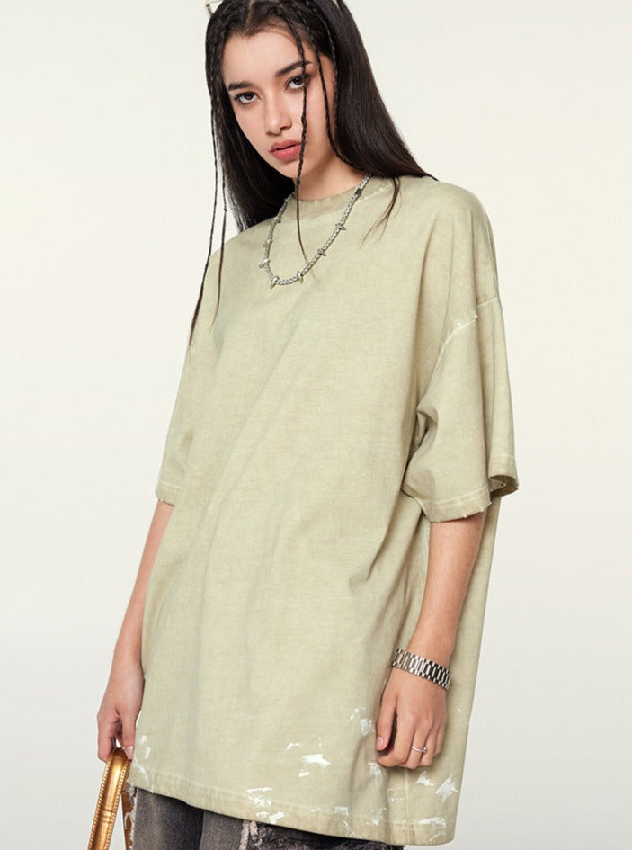 Splashed Ink Printed Short Sleeved Loose Shirt