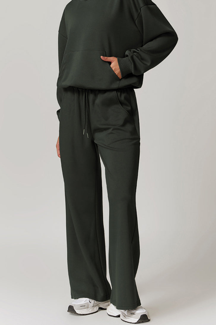 Women's Casual Wide-Leg Sweatpants in Dark Green for Everyday Comfort