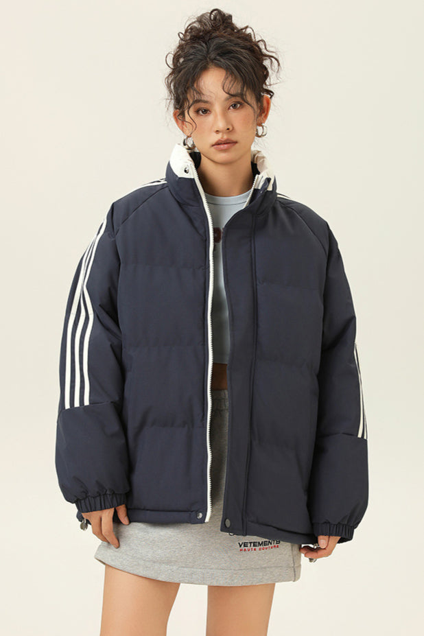 Stylish Winter Sporty Striped Down Jacket