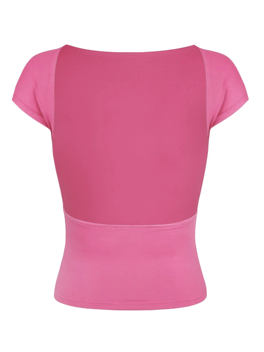 Pink Sexy Openback Fitted Breathable Crop Top