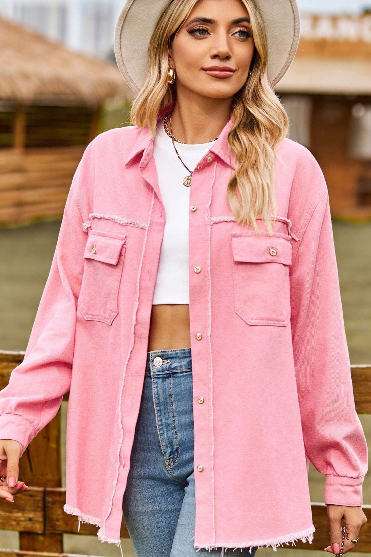 Casual Distressed Oversized Shirt